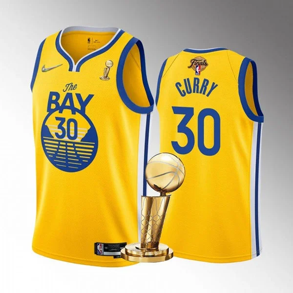 Basketball Jersey For Custom Fan Gear-Warriors 30 Stephen Curry Yellow 2022 Finals Champions Swingman Basketball Jersey