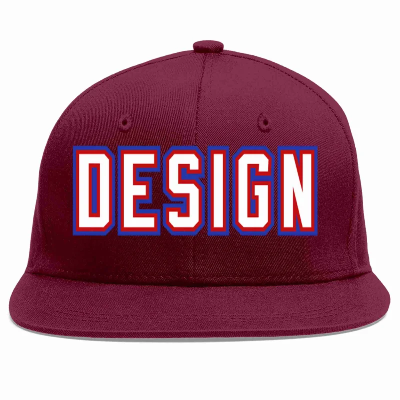 Baseball Cap For Comfortable Wear-Custom Crimson White-Red Flat Eaves Sport Baseball Cap Design for Men/Women/Youth