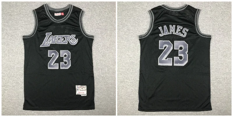 Basketball Jersey With Custom Text-Lakers 23 Lebron James Black Hardwood Classics Basketball Jersey