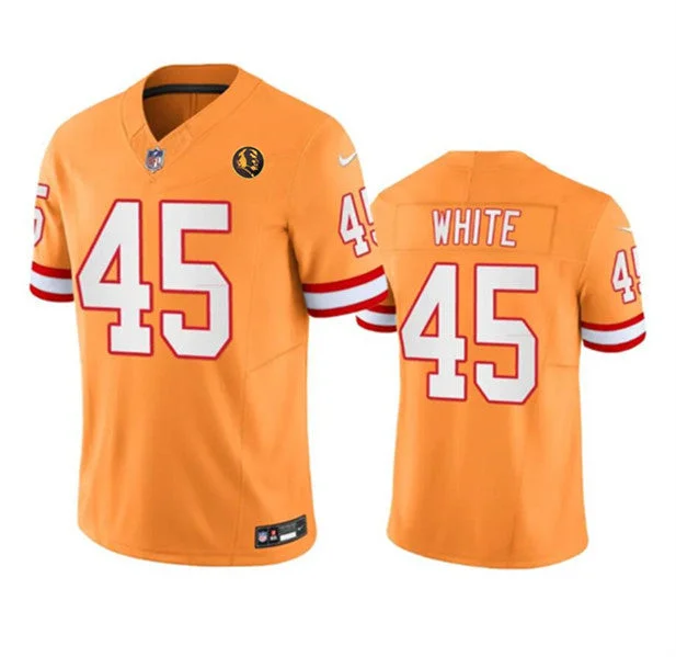 Football Jersey For Team Apparel And Gear-Men's Tampa Bay Buccaneers #45 Devin White Orange 2023 F.U.S.E. Throwback With John Madden Patch Vapor Limited Football Stitched Jersey