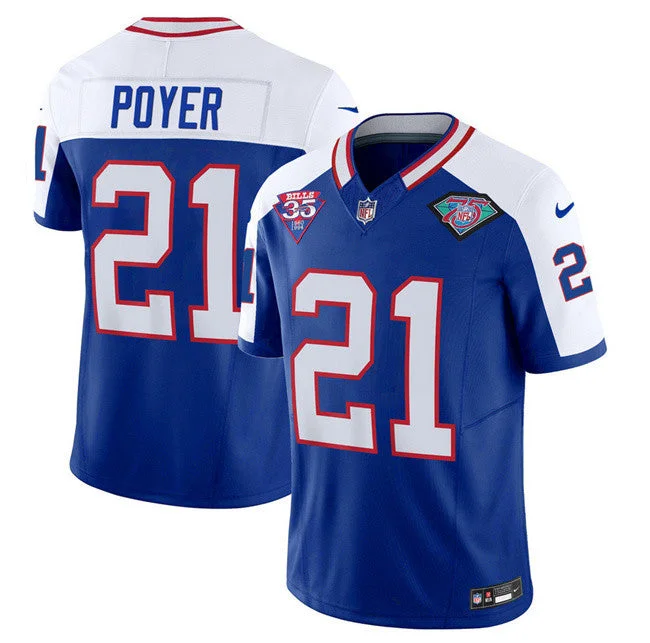 Football Jersey For Fanatic Merchandise-Men's Buffalo Bills #21 Jordan Poyer Blue/White 2023 F.U.S.E. 75th Anniversary Throwback Vapor Untouchable Limited Football Stitched Jersey