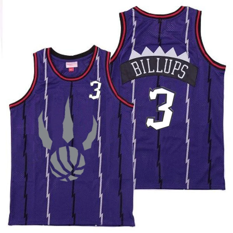 Basketball Jersey For College Sports Teams-Raptors 3 Chauncey Billups Purple Gray Logo Retro Basketball Jersey