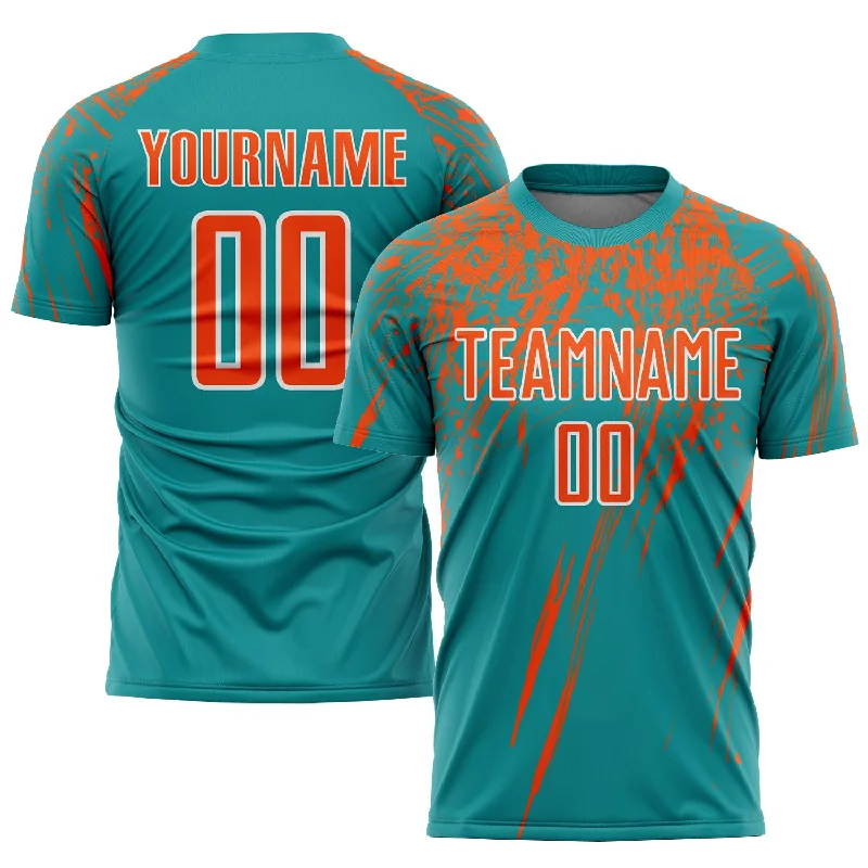 Football Jersey For College Fan Gear-Custom Teal Orange-White Sublimation Soccer Uniform Jersey