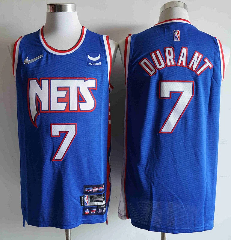 Basketball Jersey With Custom Name-Nets 7 Kevin Durant Blue Diamond 75th Anniversary City Edition Swingman Basketball Jersey