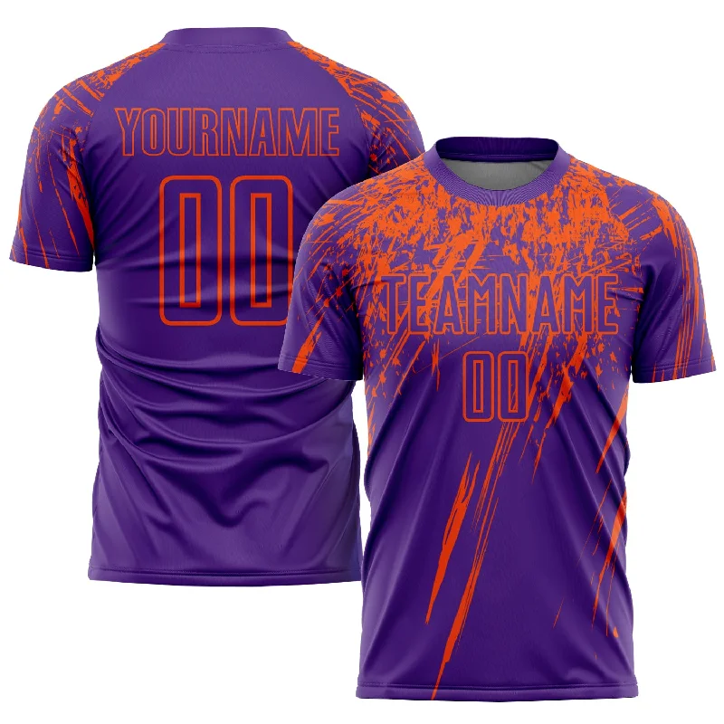 Football Jersey For Team Apparel And Gear-Custom Purple Orange Sublimation Soccer Uniform Jersey