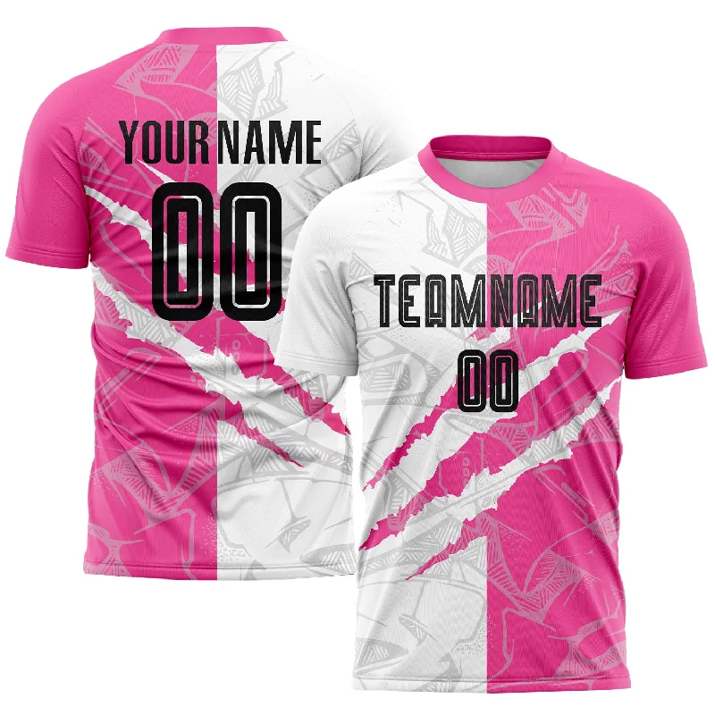 Football Jersey For Custom Softball Teams-Custom Graffiti Pattern Black-Pink Scratch Sublimation Soccer Uniform Jersey