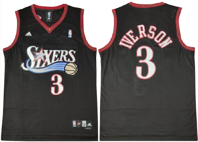 Basketball Jersey With Special Fan Designs-76ers 3 Allen Iverson Black Swingman Mesh Basketball Jersey