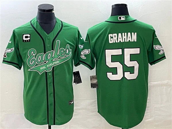 Baseball Jersey For Players-Men's Philadelphia Eagles #55 Brandon Graham Green With C Patch Cool Base Stitched Baseball Jersey