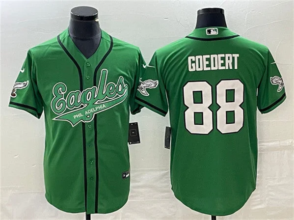 Baseball Jersey For Fundraisers-Men's Philadelphia Eagles #88 Dallas Goedert Green Cool Base Stitched Baseball Jersey