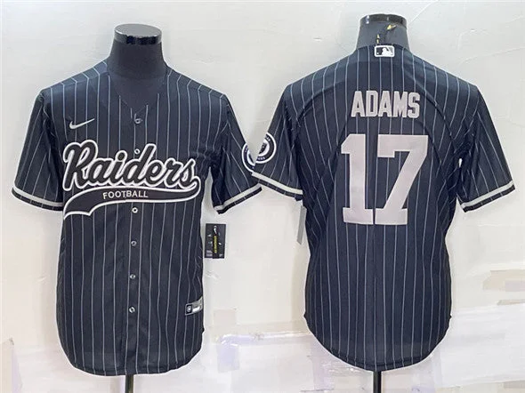 Baseball Jersey For Personalized Team Wear-Men's Las Vegas Raiders #17 Davante Adams Black With Patch Cool Base Stitched Baseball Jersey