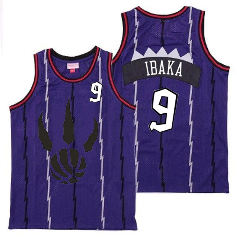 Basketball Jersey For Supporter Apparel-Raptors 9 Serge Ibaka Purple Throwback Basketball Jersey