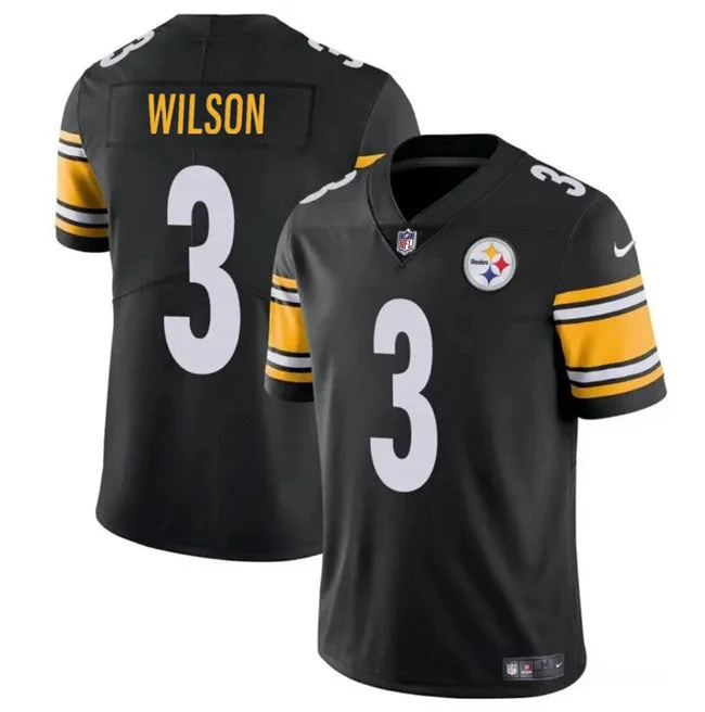 Football Jersey For Group Customization-Men's Pittsburgh Steelers #3 Russell Wilson Black Vapor Untouchable Limited Football Stitched Jersey