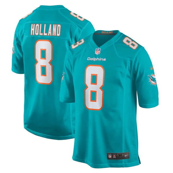 Football Jersey For Seasonal Fan Gifts-Men's Miami Dolphins #8 Jevon Holland Aqua Stitched Football Game Jersey