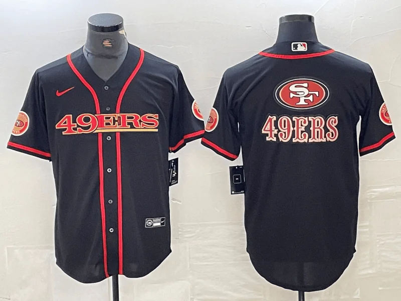 Baseball Jersey For Personalized School Gear-Men's San Francisco 49ers Big Logo Black Red Cool Base Stitched 2023 Baseball Jersey