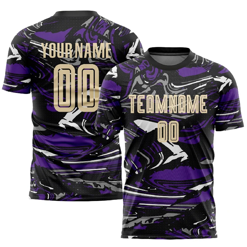 Football Jersey For Game Day-Custom Figure City Cream-Purple Sublimation Soccer Uniform Jersey