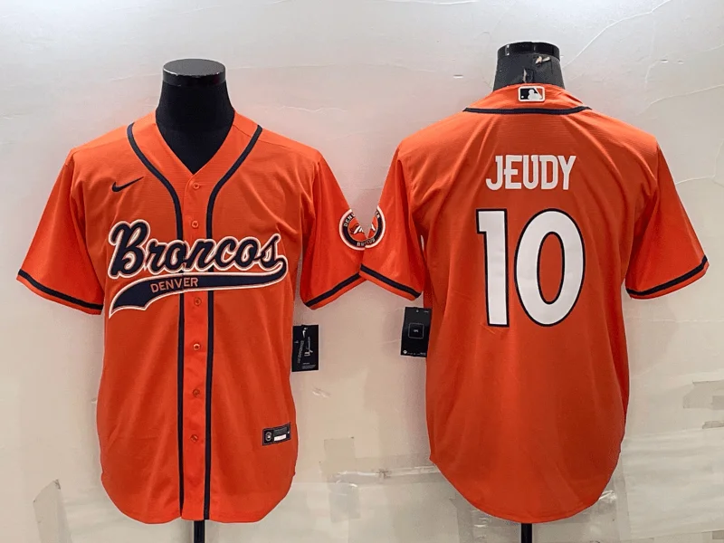 Baseball Jersey For Fan Merchandise-Men's Denver Broncos #10 Jerry Jeudy Orange Stitched Cool Base Baseball Jersey