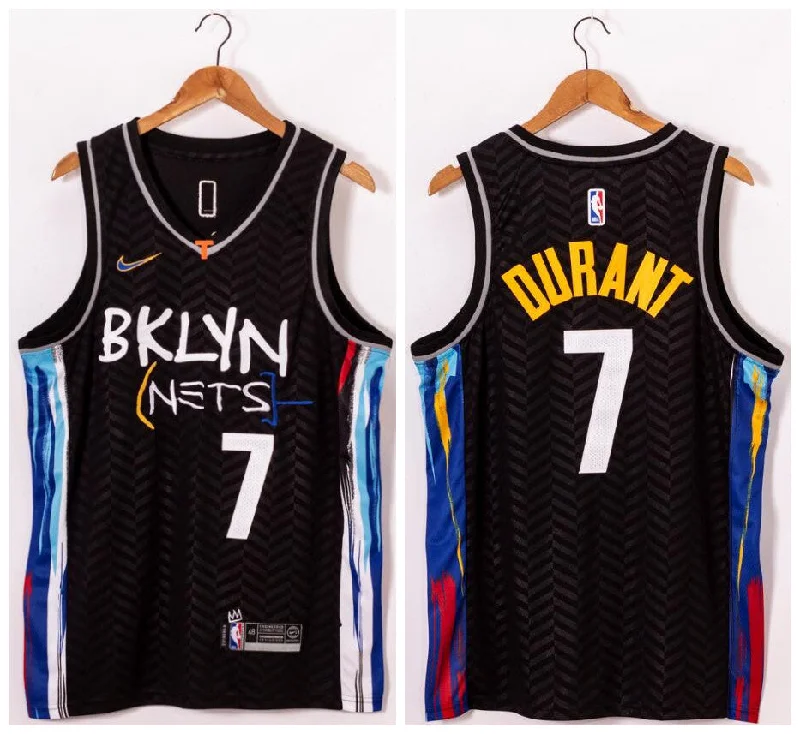 Basketball Jersey For Custom Softball Teams-Nets 7 Kevin Durant Black 2021 Swingman Basketball Jersey