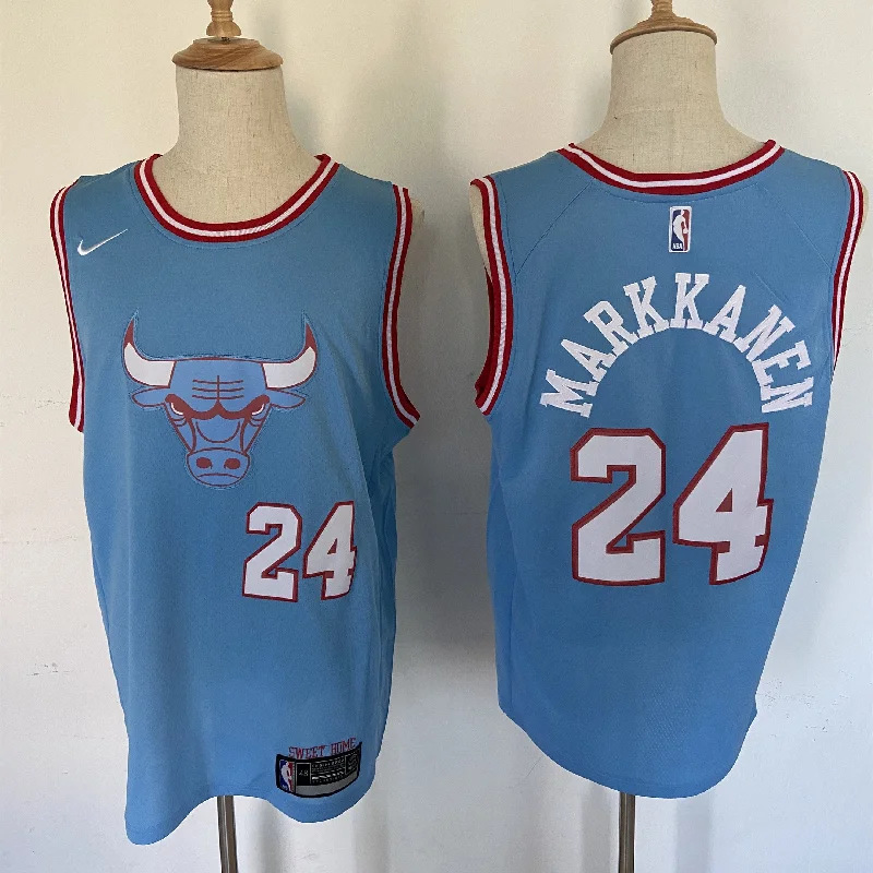 Basketball Jersey For Family Event Gifts-Bulls 24 Laur Markkanen Blue City Edition Swingman Basketball Jersey