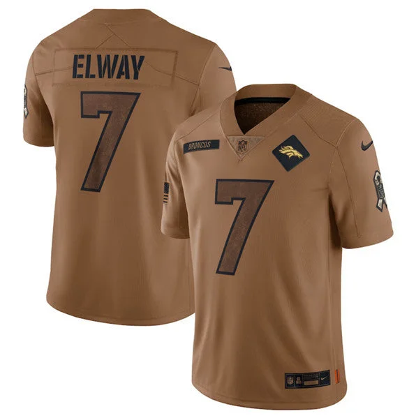 Football Jersey For Kids With Custom Names-Men's Denver Broncos #7 John Elway 2023 Brown Salute To Service Limited Football Stitched Jersey