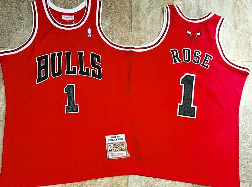 Basketball Jersey For Merchandise Customization-Bulls 1 Derrick Rose Red 2008-09 Hardwood Classics Basketball Jersey