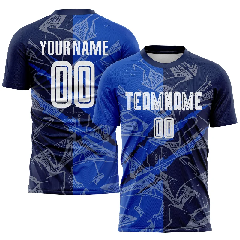 Football Jersey For School Tournament Teams-Custom Graffiti Pattern Thunder Blue-Navy Scratch Sublimation Soccer Uniform Jersey