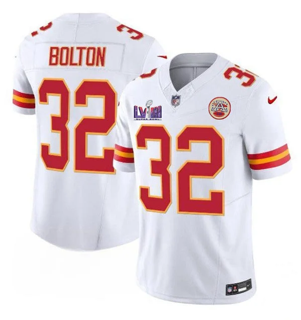 Football Jersey For Custom Print Orders-Men’s Kansas City Chiefs #32 Nick Bolton White F.U.S.E. Super Bowl LVIII Patch Vapor Untouchable Limited Football Stitched Jersey