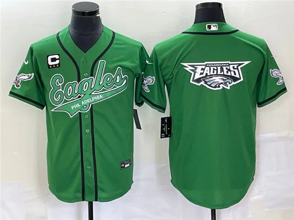 Baseball Jersey For Special Edition Designs-Men's Philadelphia Eagles Green With C Patch Team Big Logo Cool Base Stitched Baseball Jersey