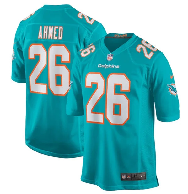 Football Jersey For Personalized Fan Support-Men's Miami Dolphins #26 Salvon Ahmed Aqua Football Stitched Game Jersey