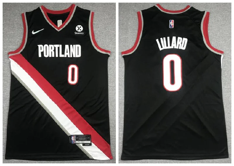 Basketball Jersey For Personalized Team Wear-Blazers 0 Damian Lillard Black Diamond 75th Anniversary City Edition Swingman Basketball Jersey