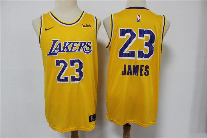 Basketball Jersey For Charity Events-Lakers 23 Lebron James Yellow Swingman Basketball Jersey