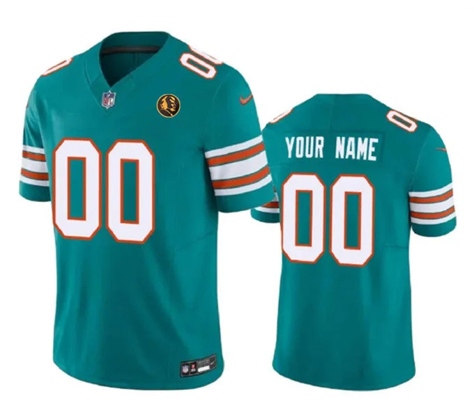 Football Jersey For Supporters Of Custom Teams-Men's Miami Dolphins Active Player Custom Aqua 2023 F.U.S.E. Alternate With John Madden Patch Vapor Limited Football Stitched Jersey