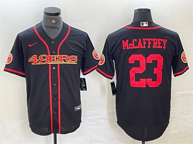 Baseball Jersey For School Spirit-Men's San Francisco 49ers #23 Christian McCaffrey Black With Patch Cool Base Stitched Baseball Jersey