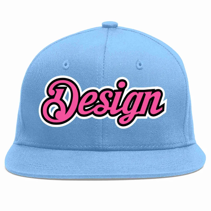 Baseball Cap For Men-Custom Light Blue Pink-Black Flat Eaves Sport Baseball Cap Design for Men/Women/Youth