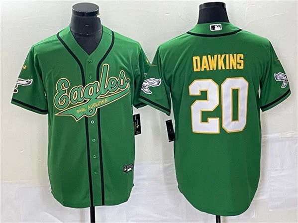 Baseball Jersey For Personalized Game Day Gear-Men's Philadelphia Eagles #20 Brian Dawkins Green Gold Cool Base Baseball Stitched Jersey