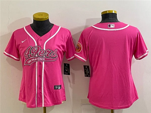 Baseball Jersey For Team Apparel-Women's San Francisco 49ers Blank Pink With Patch Cool Base Stitched Baseball Jersey(Run Small)