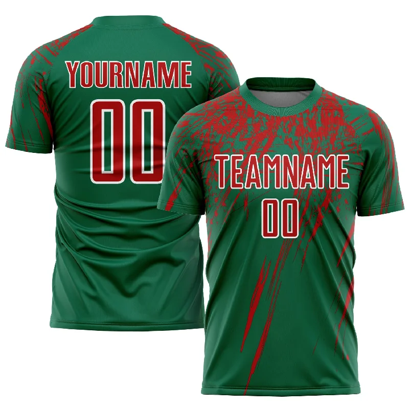 Football Jersey For Fan Club Apparel-Custom Kelly Green Red-White Sublimation Soccer Uniform Jersey