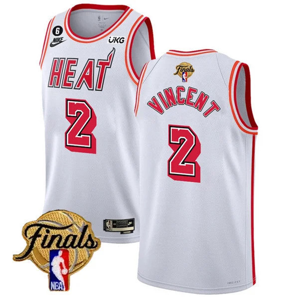 Basketball Jersey For Game Day Fan Apparel-Heat 2 Gabe Vincent White 2023 Finals NO.6 Patch Classic Edition Swingman Basketball Jersey