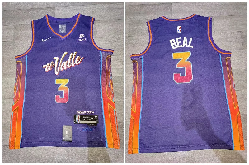 Basketball Jersey For Team Apparel And Gear-Suns 3 Bradley Beal Purple 2023-24 City Edition Swingman Basketball Jersey