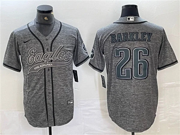 Baseball Jersey For Baseball Gifts And Memorabilia-Men's Philadelphia Eagles #26 Saquon Barkley Gray Cool Base Baseball Stitched Jersey