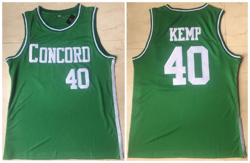 Basketball Jersey For Group And Fan Merchandise-Concord Academy 40 Shawn Kemp Green High School Basketball Basketball Jersey