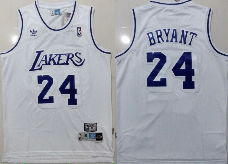 Basketball Jersey For High School Teams-Lakers 24 Kobe Bryant White Hardwood Classics Basketball Jersey