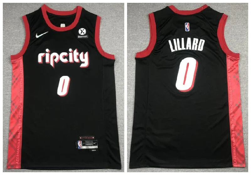 Basketball Jersey For Custom Apparel Printing-Blazers 0 Damian Lillard Black 2021-22 City Edition Swingman Basketball Jersey