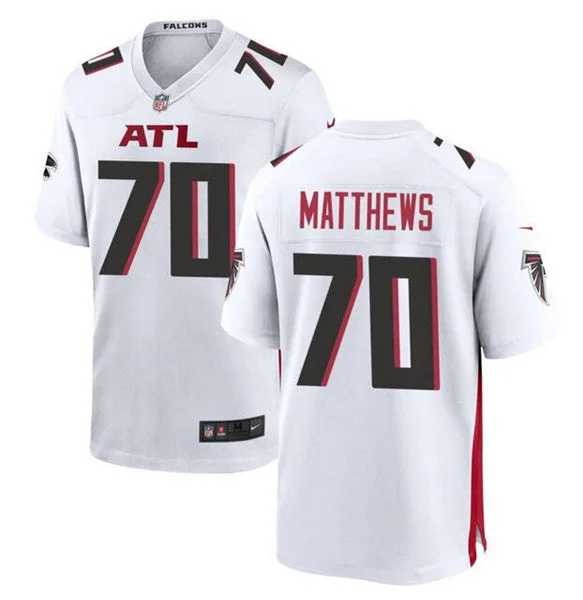 Football Jersey For Custom Team Gifts-Men's Atlanta Falcons #70 Jake Matthews White Stitched Football Game Jersey