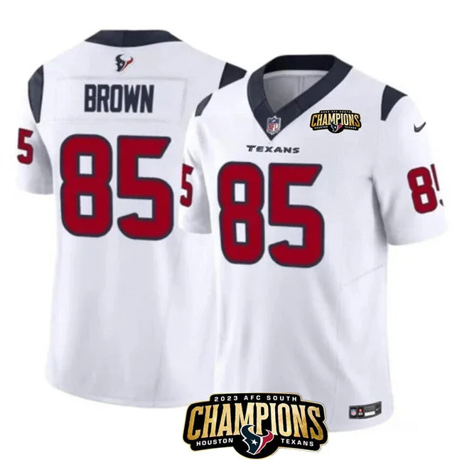 Football Jersey For Exclusive Team Gear-Men's Houston Texans #85 Noah Brown White 2023 F.U.S.E. AFC South Champions Patch Vapor Untouchable Limited Football Stitched Jersey