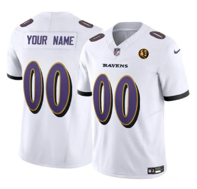 Football Jersey For Group And Fan Merchandise-Men's Baltimore Ravens Active Player Custom White 2023 F.U.S.E. With John Madden Patch Vapor Football Limited Jersey