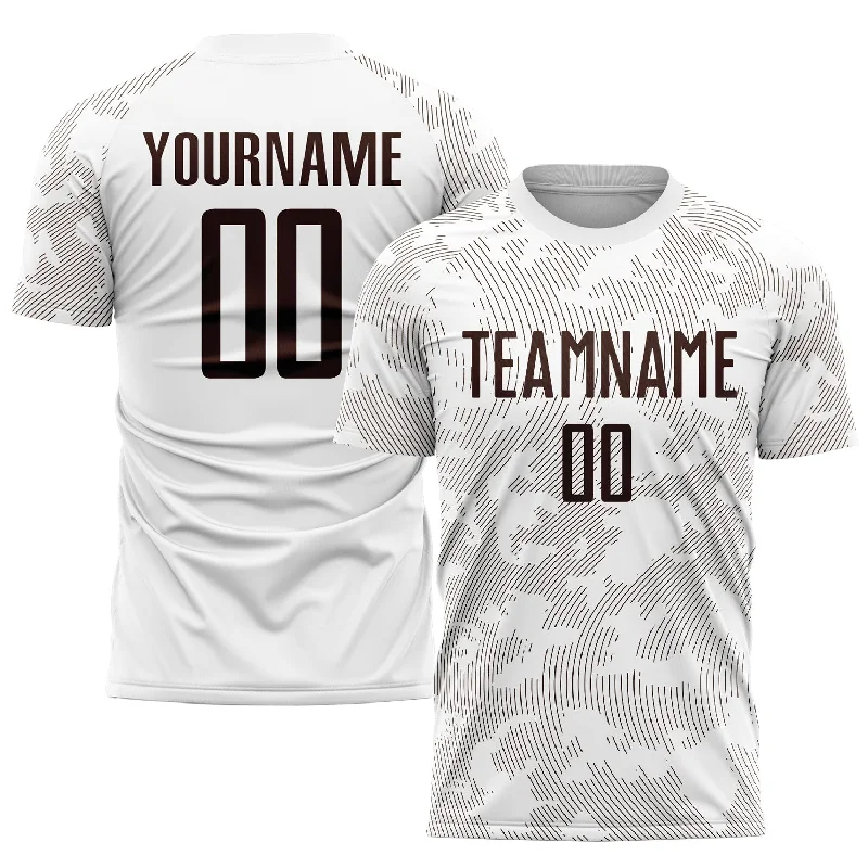 Football Jersey For Special Editions-Custom White Brown Sublimation Soccer Uniform Jersey