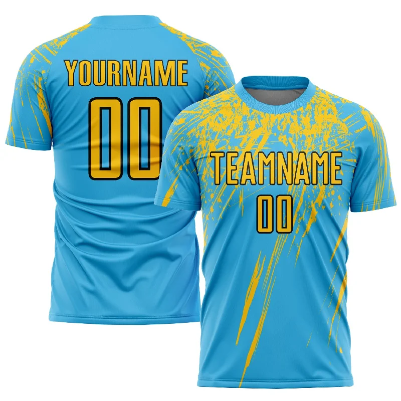 Football Jersey For Personalized Team Orders-Custom Sky Blue Yellow-Black Sublimation Soccer Uniform Jersey