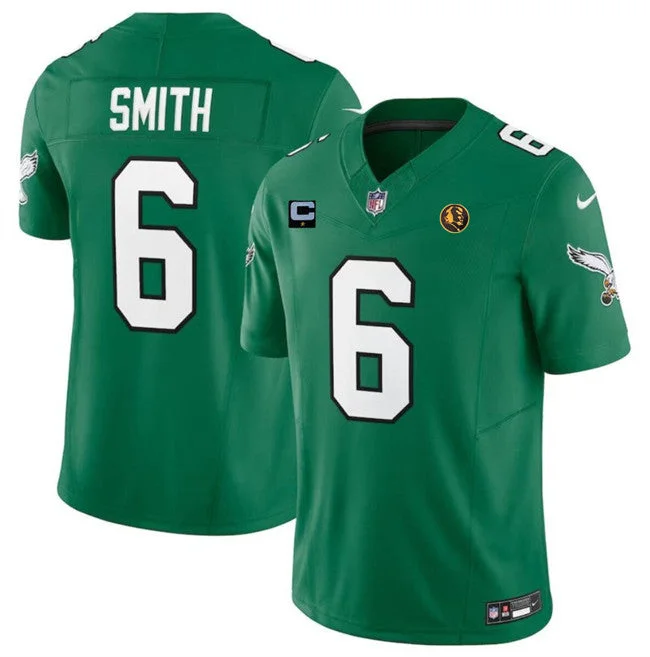 Football Jersey For Personalized Fan Gear-Men's Philadelphia Eagles #6 DeVonta Smith Green 2023 F.U.S.E. Throwback With 1-star C Patch And John Madden Patch Vapor Limited Football Stitched Jersey