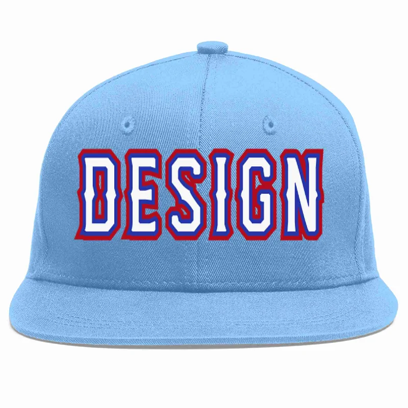 Baseball Cap For Limited-Edition Sales-Custom Light Blue White-Royal Flat Eaves Sport Baseball Cap Design for Men/Women/Youth