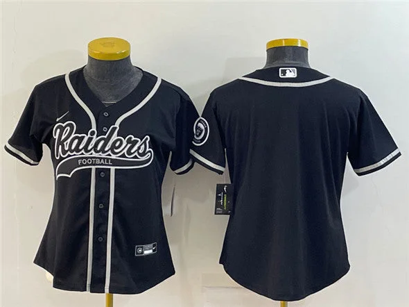 Baseball Jersey For Custom League Apparel-Women's Oakland Raiders Blank Black With Patch Cool Base Stitched Baseball Jersey(Run Small)